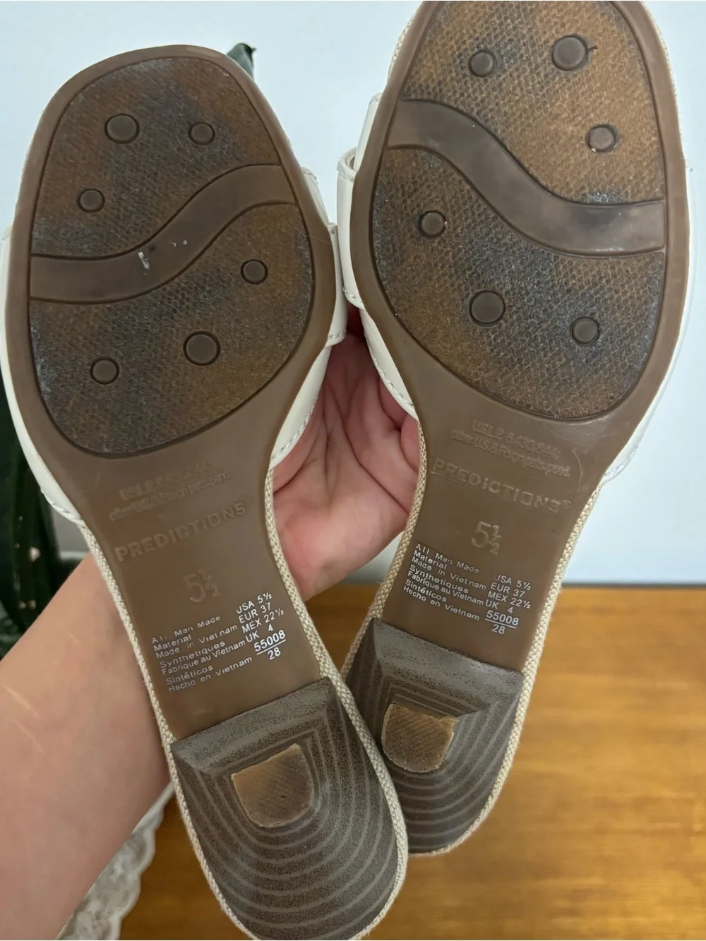 Predictions Cream Slide Heels with Silver Buckle